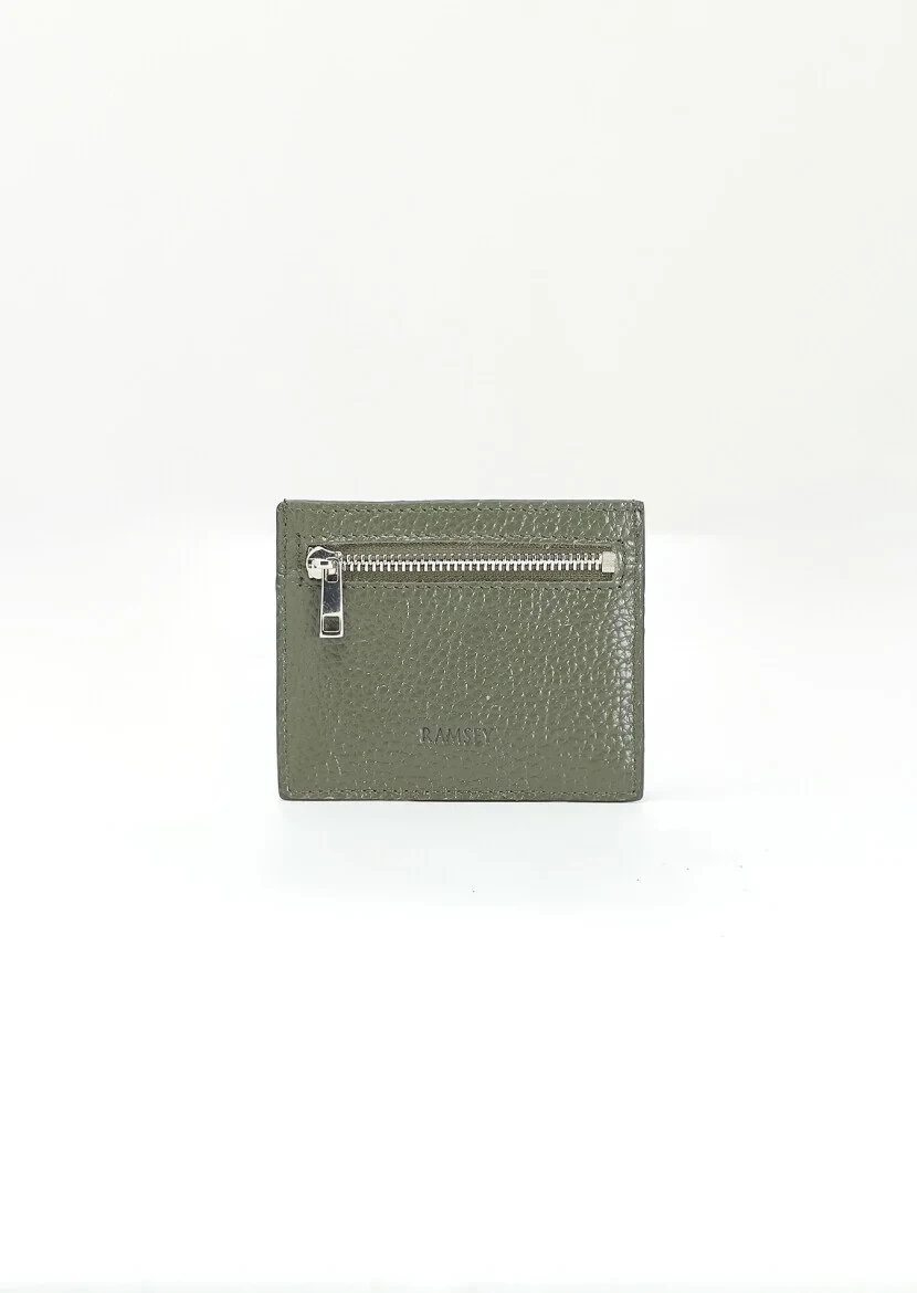 Khaki Cow Leather Card Holder - 2