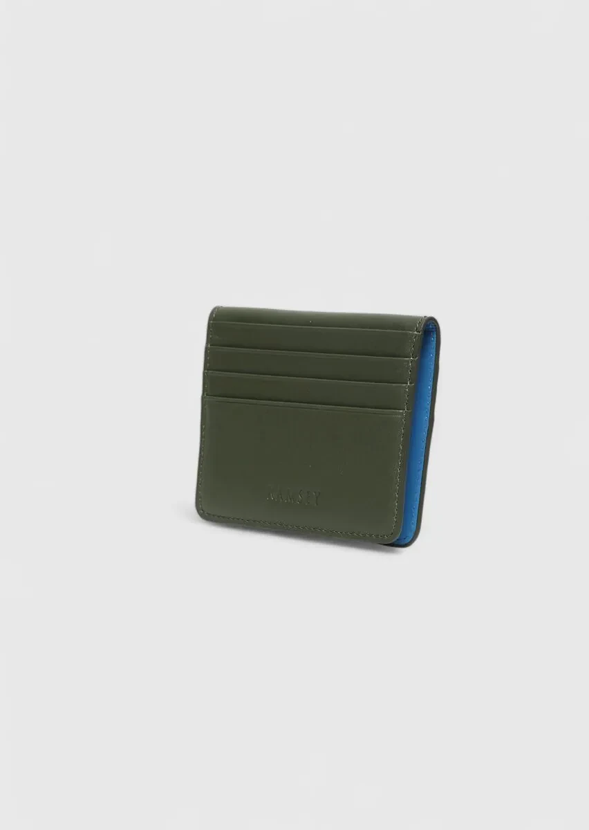 Khaki Cow Leather Card Holder - 1