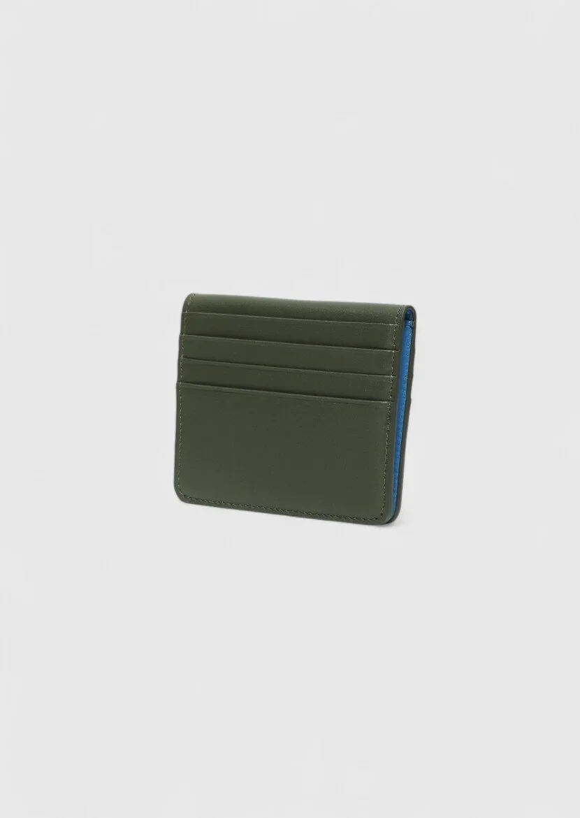 Khaki Cow Leather Card Holder - 2