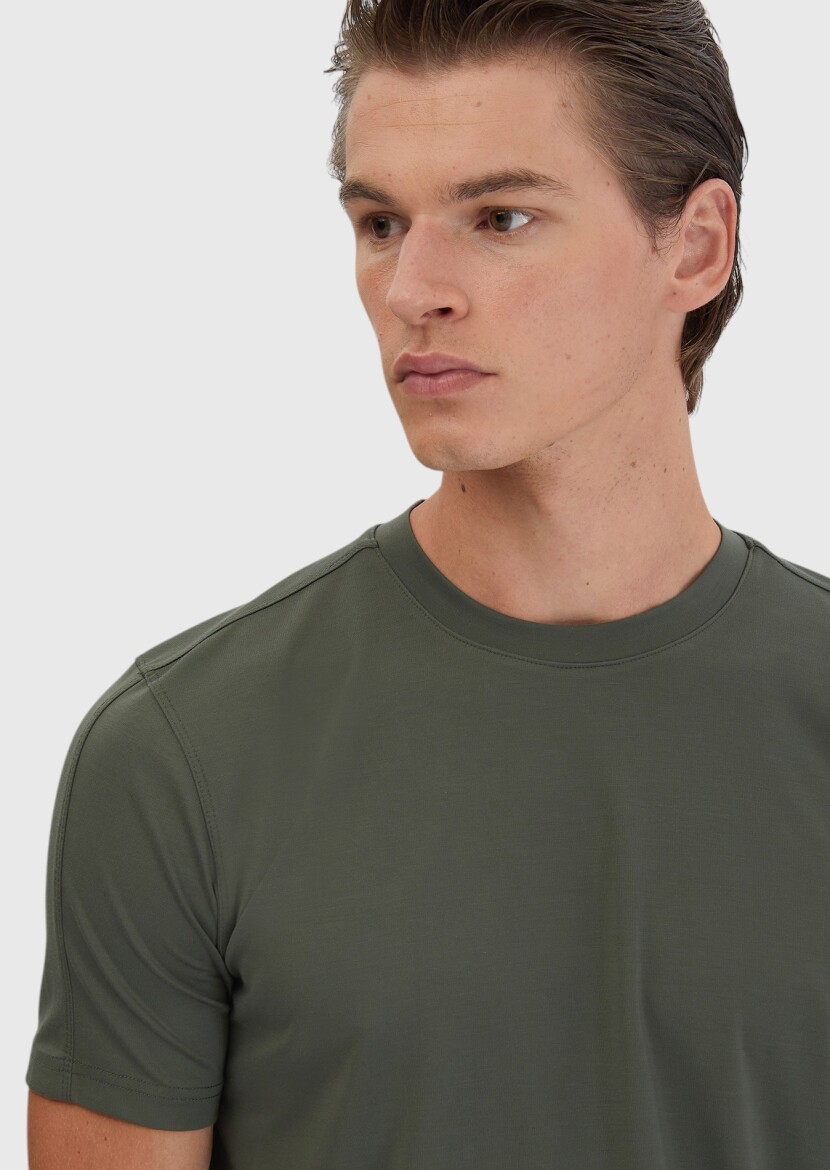 Khaki Crew Neck T-Shirt - 3