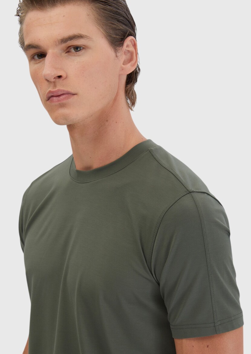 Khaki Crew Neck T-Shirt - 4