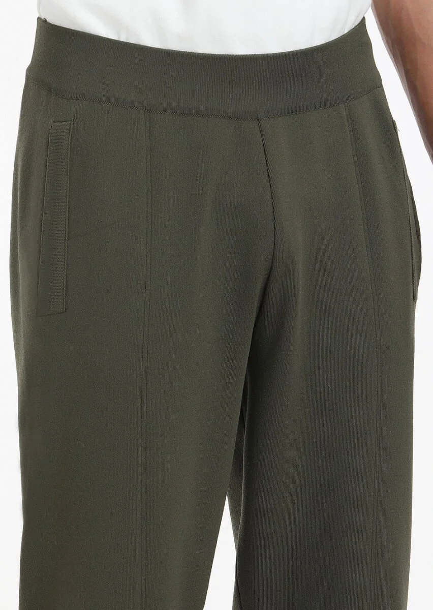 Khaki Knitting Casual Knit Pants - 3