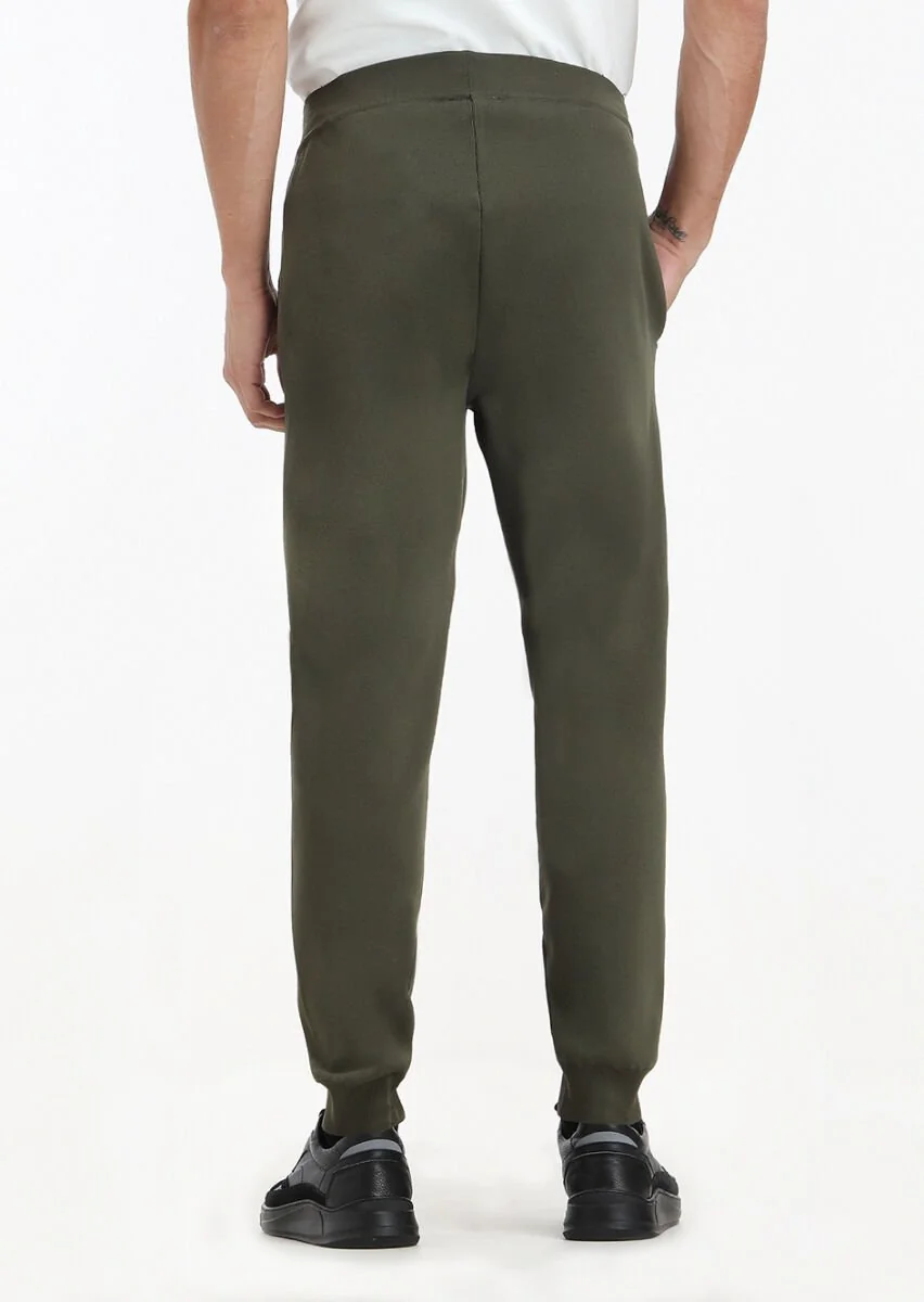 Khaki Knitting Casual Knit Pants - 4