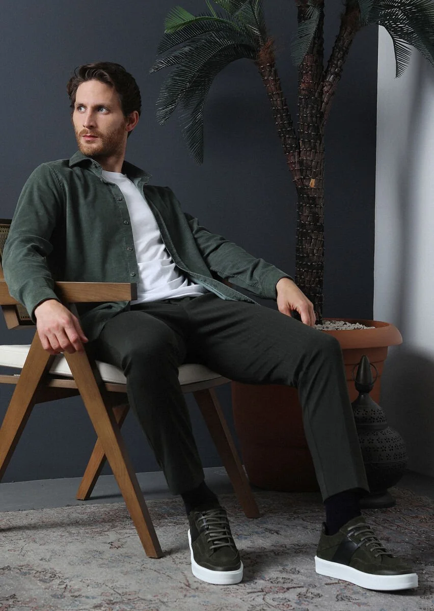 Khaki Knitting Jogging Fit Casual Trousers - 3
