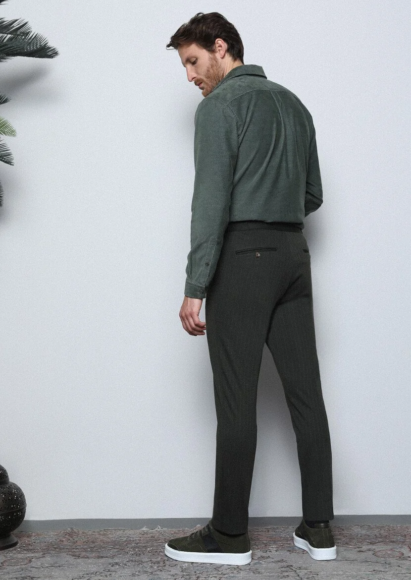Khaki Knitting Jogging Fit Casual Trousers - 5