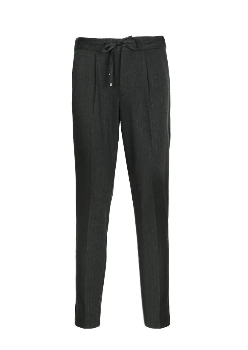 Khaki Knitting Jogging Fit Casual Trousers - 6