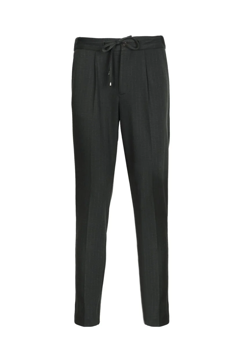 Khaki Knitting Jogging Fit Casual Trousers - 6