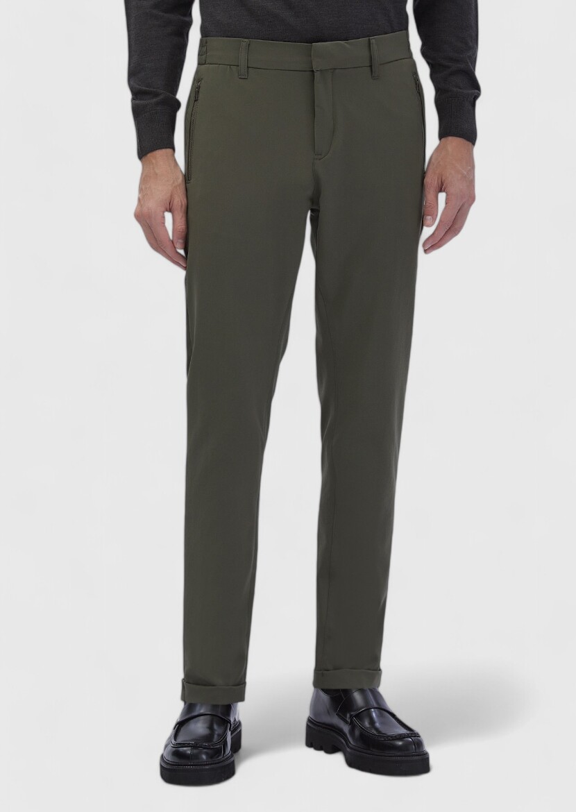 Khaki Knitting Jogging Fit Casual Trousers - RAMSEY