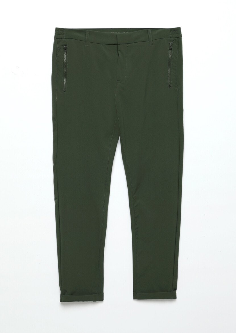 Khaki Knitting Jogging Fit Casual Trousers - 7