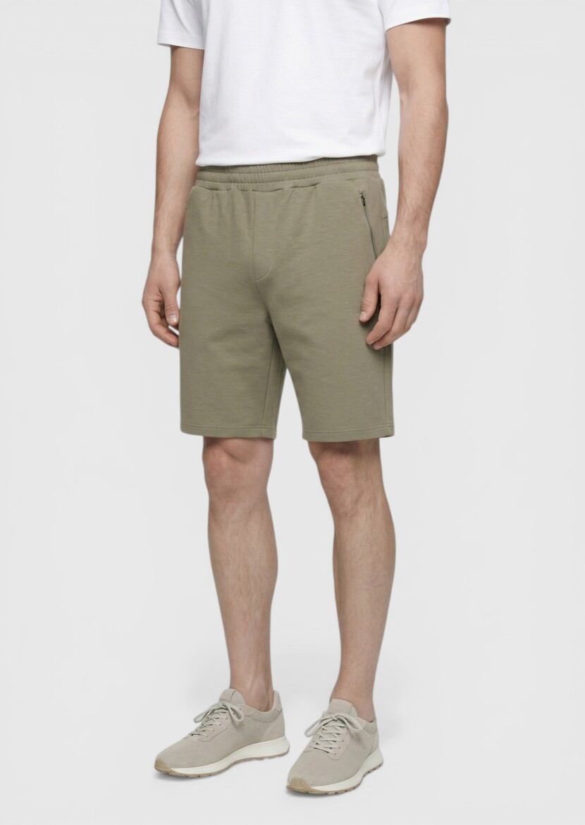 Khaki Knitting Regular Fit Casual Bermuda - 3