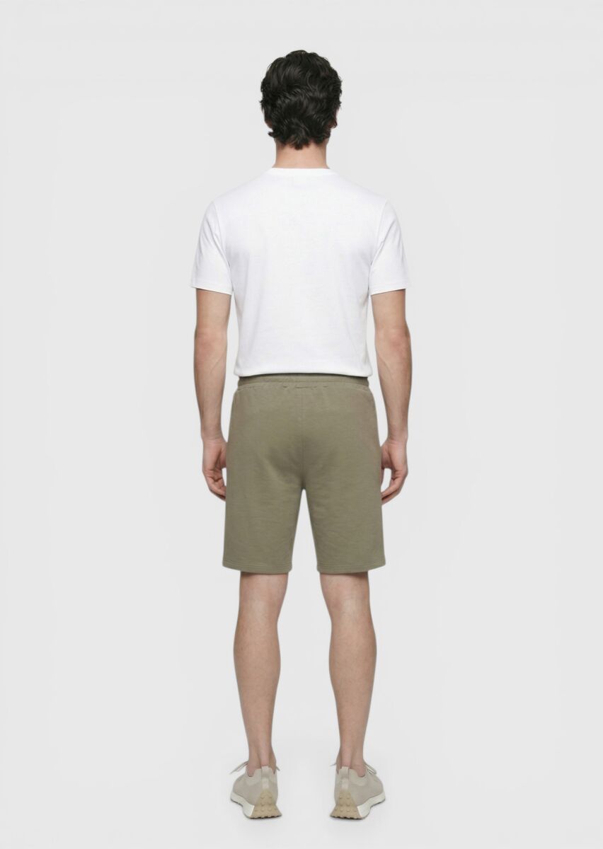 Khaki Knitting Regular Fit Casual Bermuda - 5