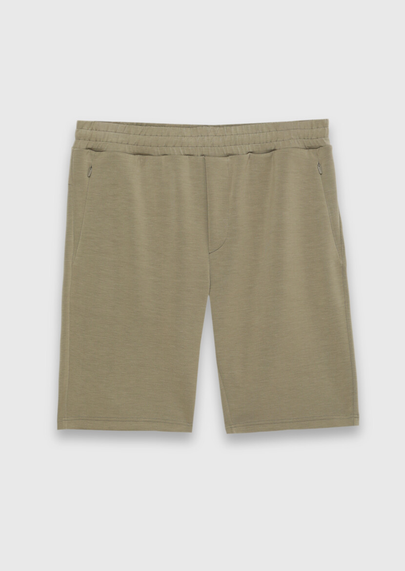 Khaki Knitting Regular Fit Casual Bermuda - 6