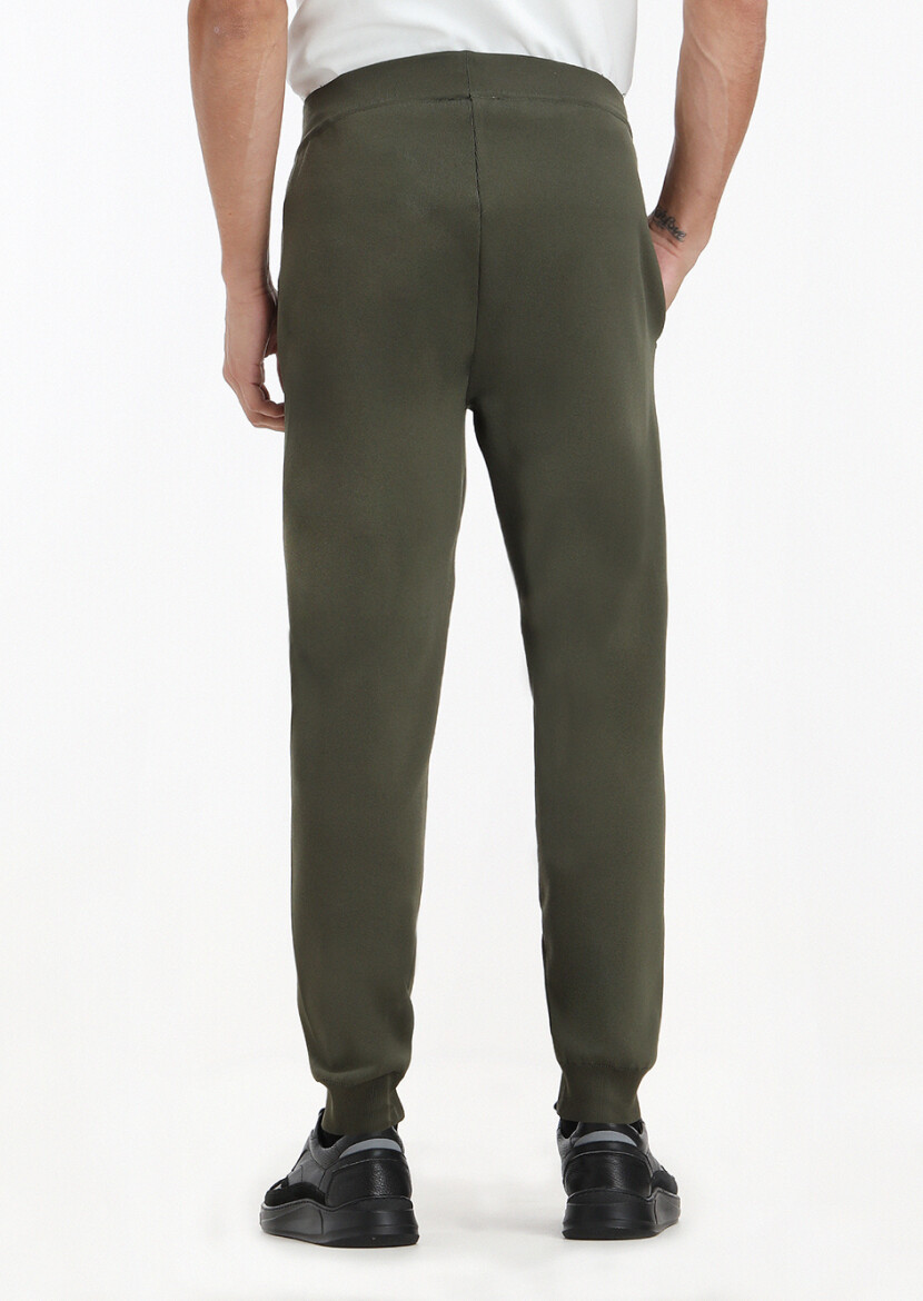 Khaki Knitting Regular Fit Casual Knit Pants - 4