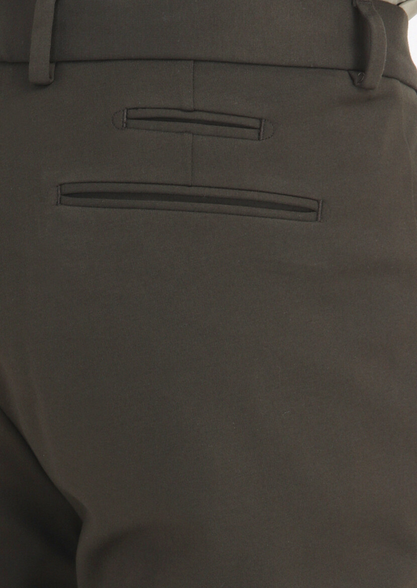 Khaki Knitting Regular Fit Casual Trousers - 3