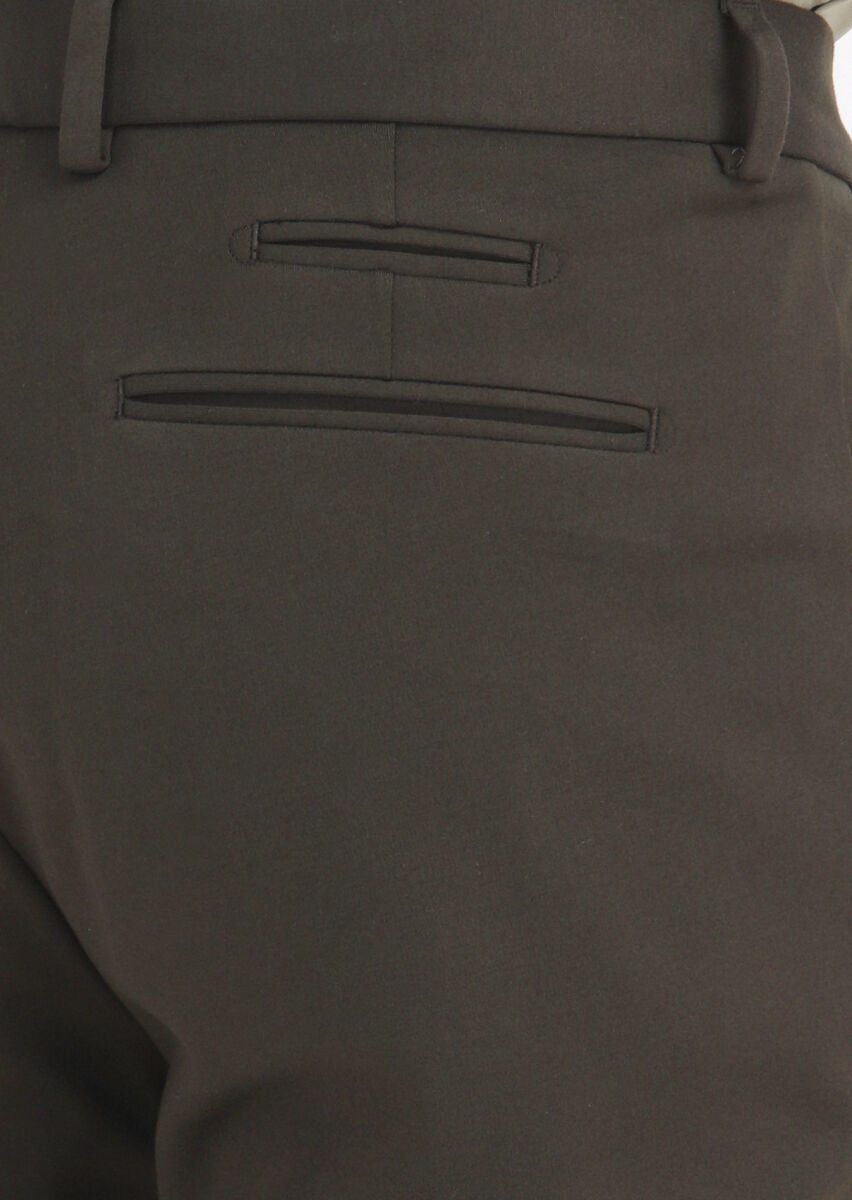 Khaki Knitting Regular Fit Casual Trousers - 3