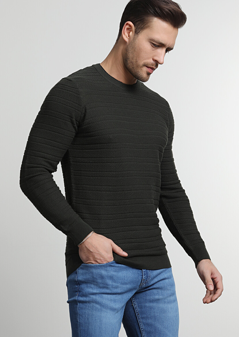 Khaki Knitwear Sweatshirt - 1