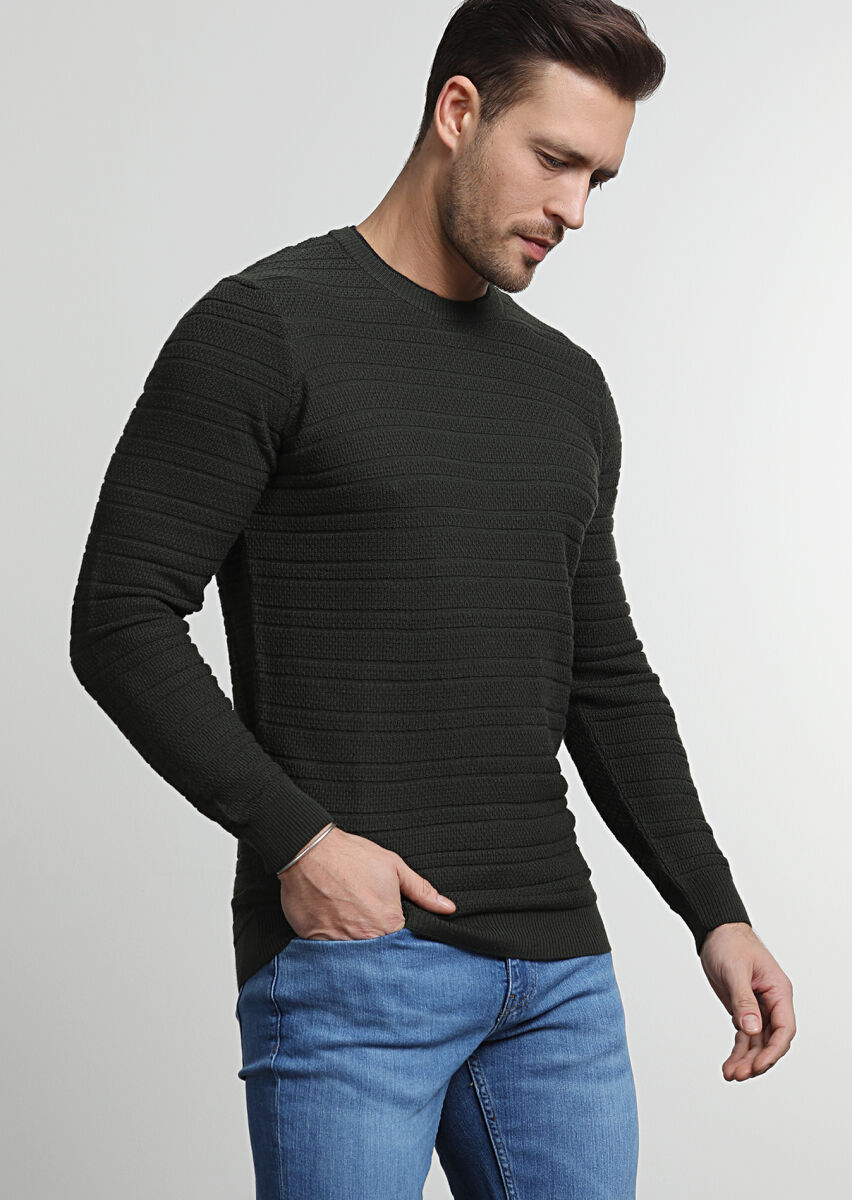 Khaki Knitwear Sweatshirt - 1