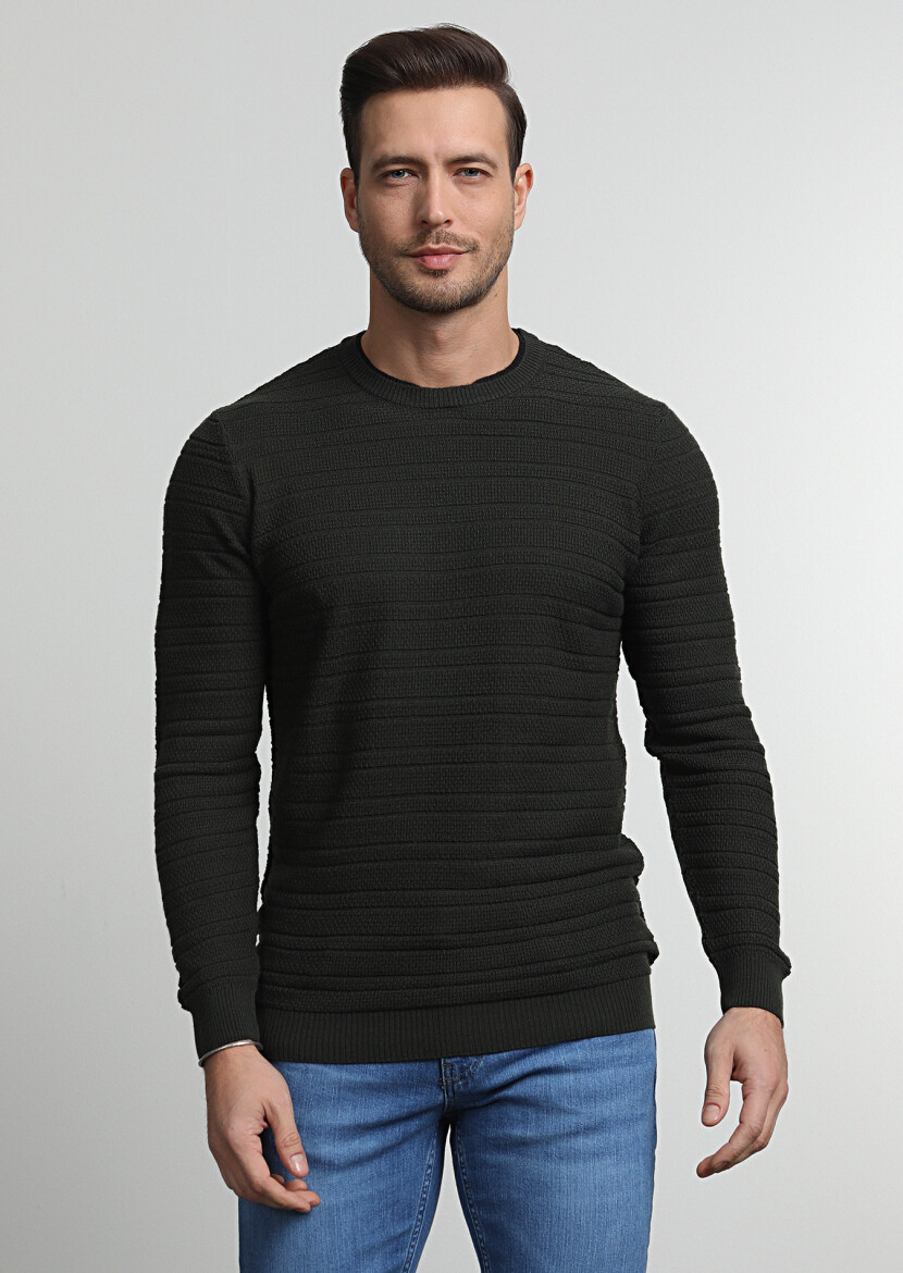 Khaki Knitwear Sweatshirt - 2