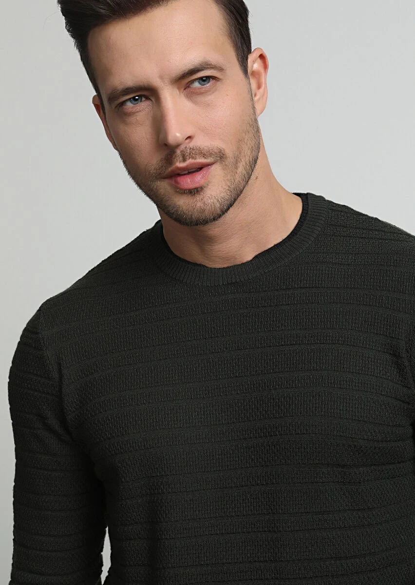 Khaki Knitwear Sweatshirt - 2