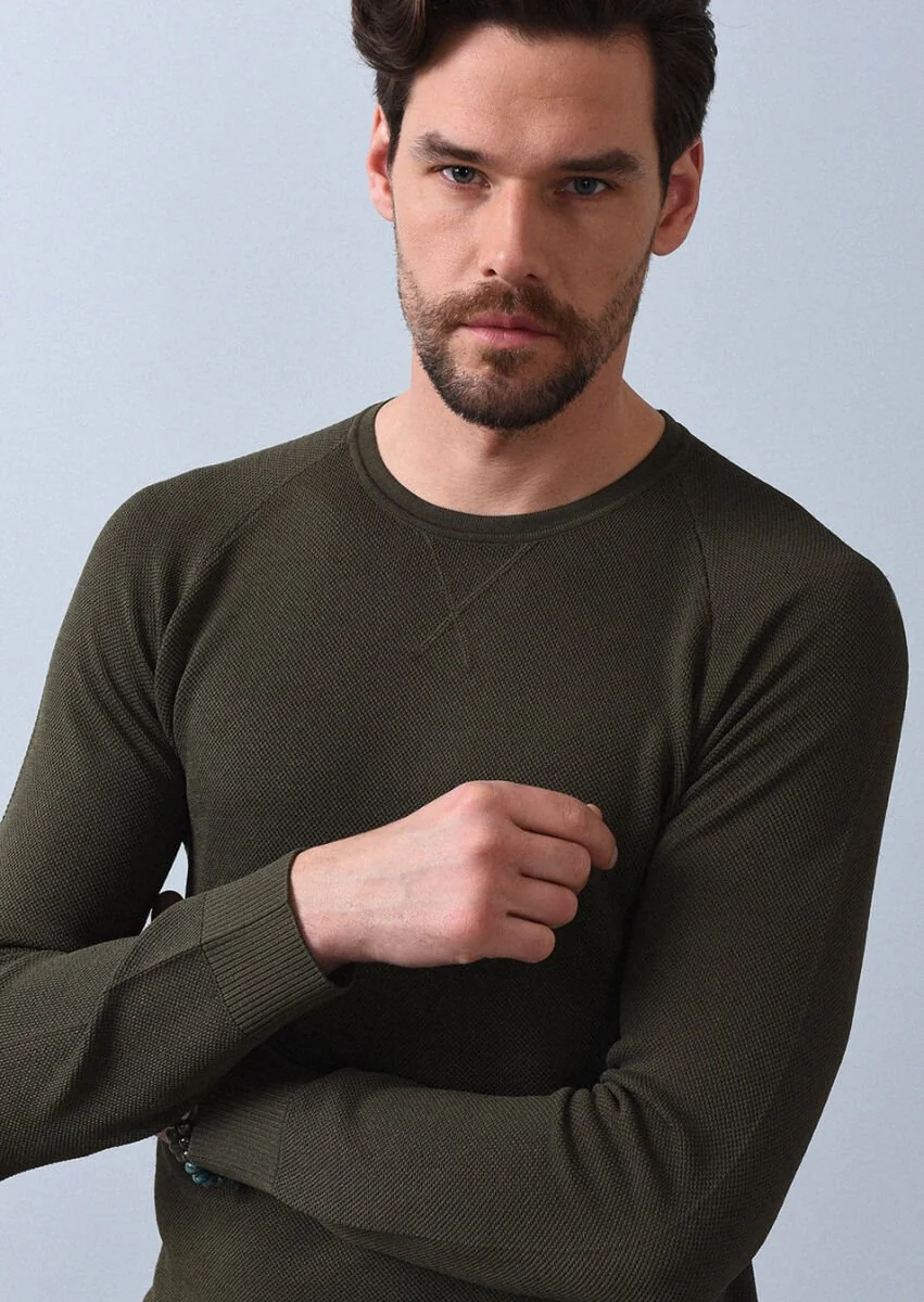 Khaki Knitwear Sweatshirt - 2