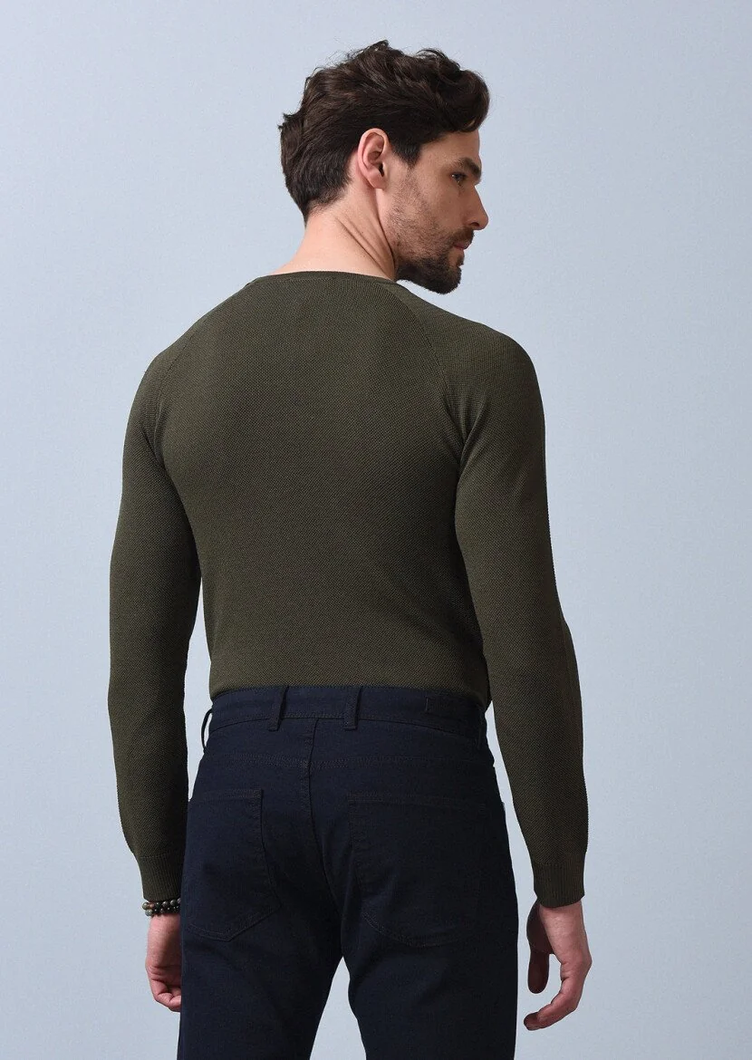 Khaki Knitwear Sweatshirt - 5