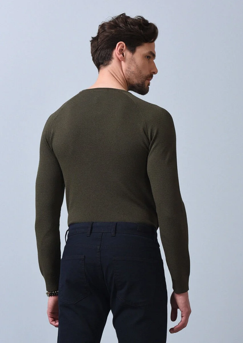 Khaki Knitwear Sweatshirt - 5