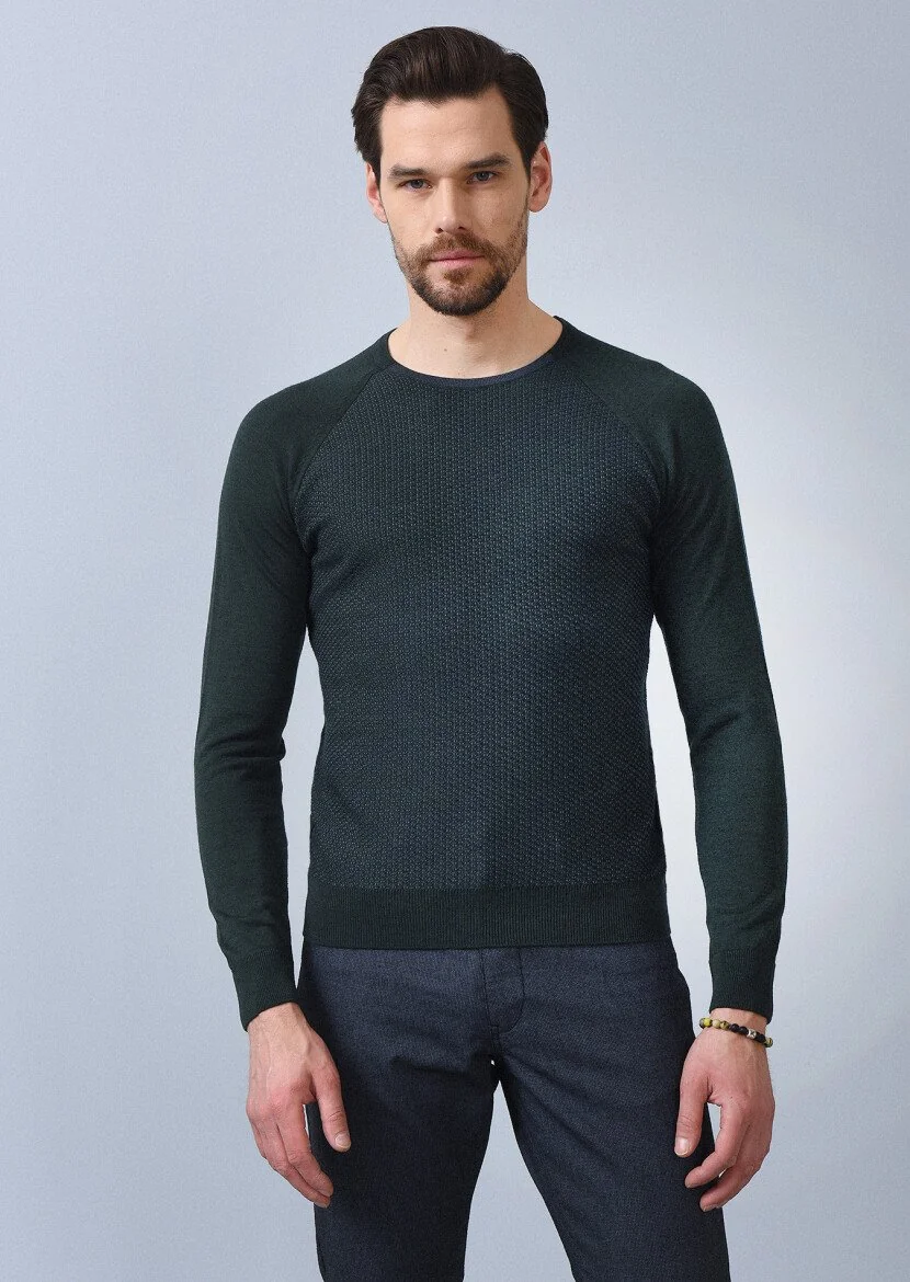 Khaki Knitwear Sweatshirt - 1