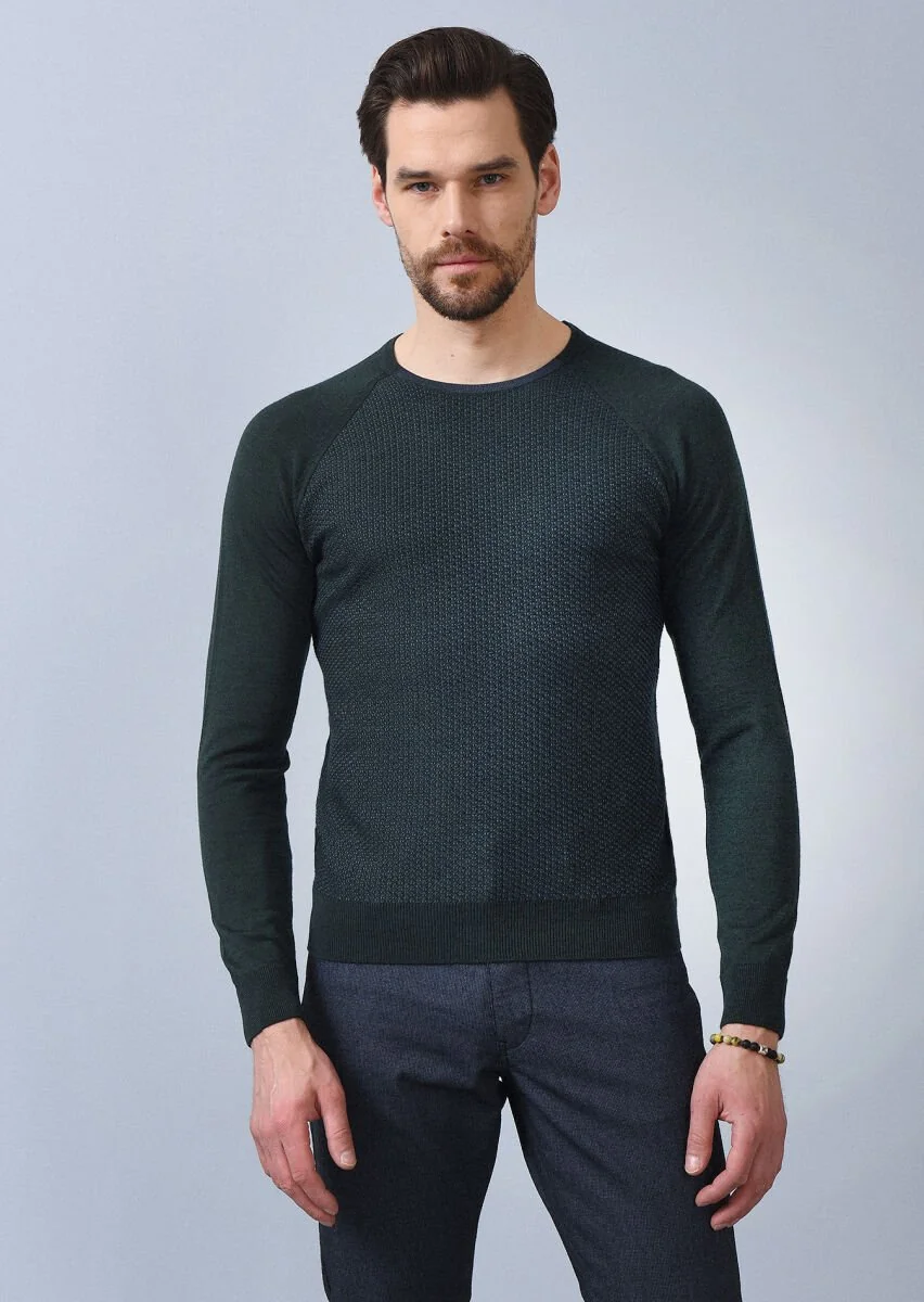 Khaki Knitwear Sweatshirt - 1