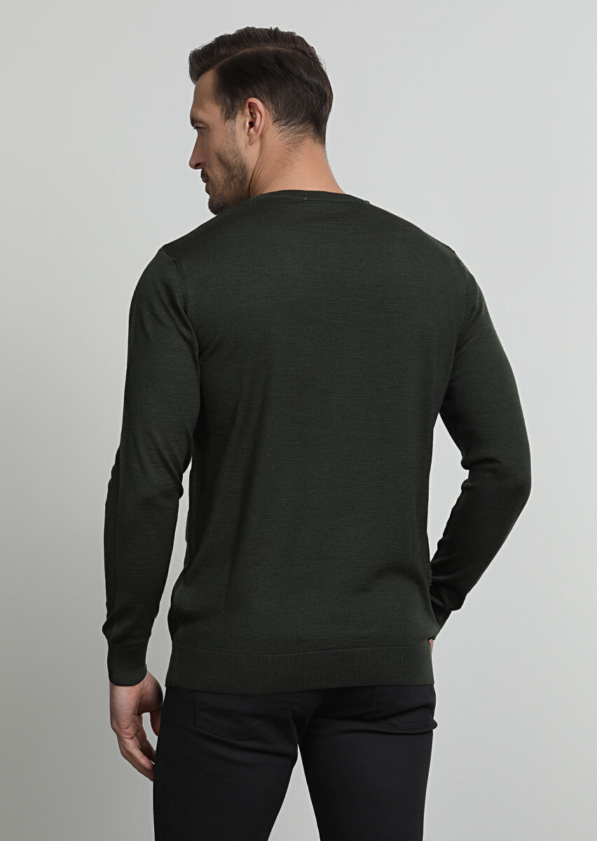 Khaki Knitwear Sweatshirt - 4