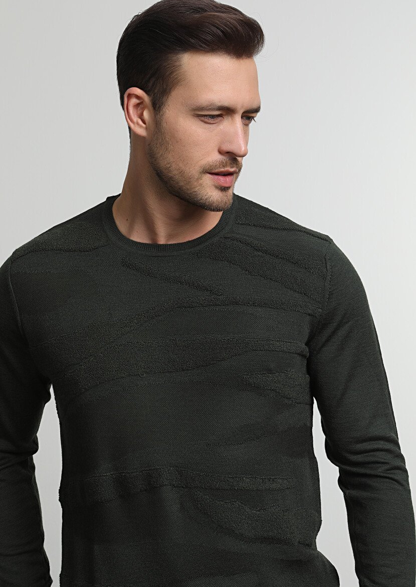Khaki Knitwear Sweatshirt - 1
