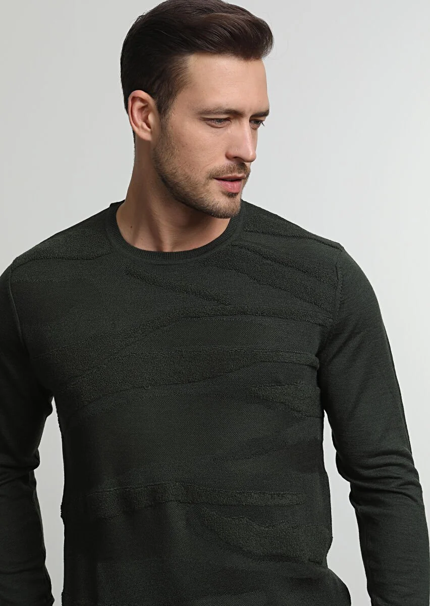 Khaki Knitwear Sweatshirt - 1