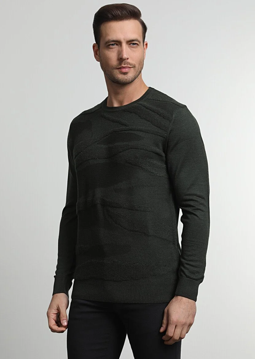 Khaki Knitwear Sweatshirt 
