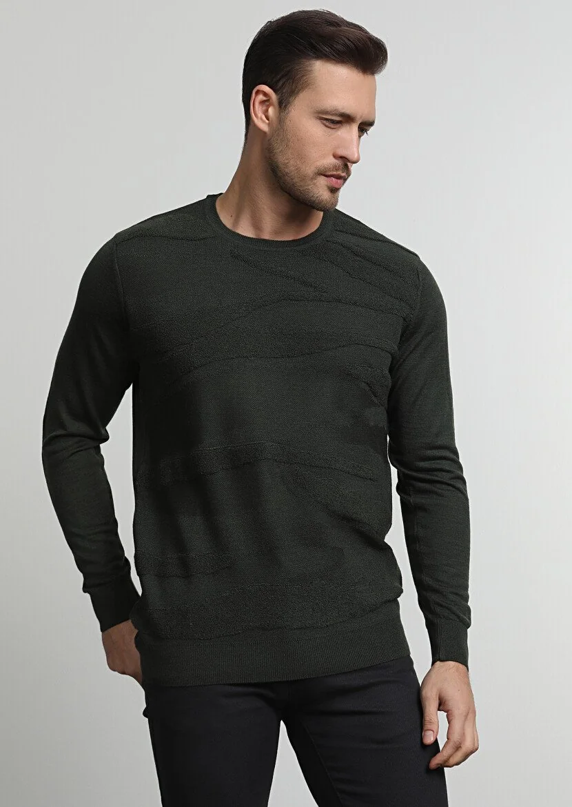Khaki Knitwear Sweatshirt - 3