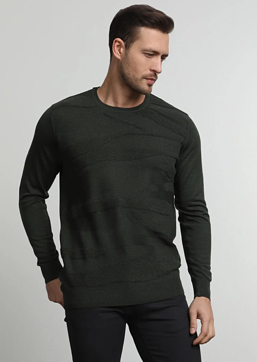 Khaki Knitwear Sweatshirt - 3