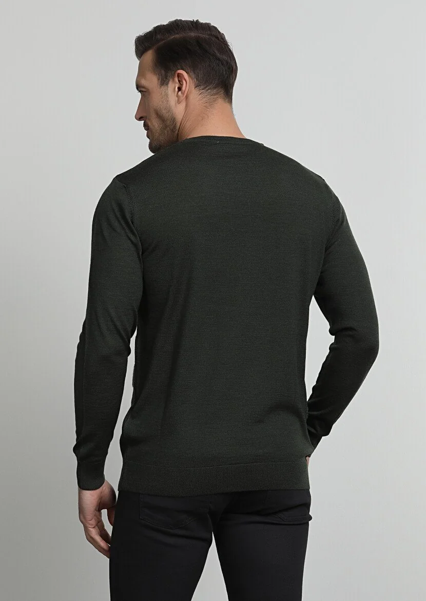Khaki Knitwear Sweatshirt - 4