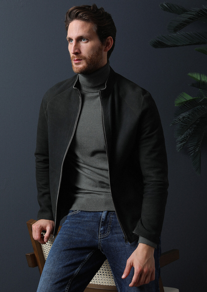 Khaki Knitwear Sweatshirt - 1