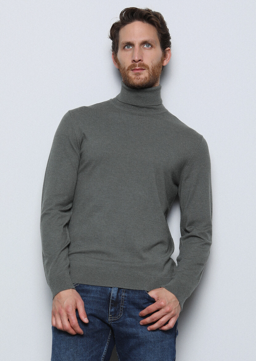 Khaki Knitwear Sweatshirt - 4