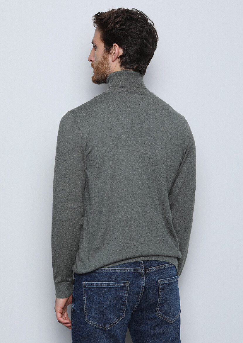 Khaki Knitwear Sweatshirt - 5