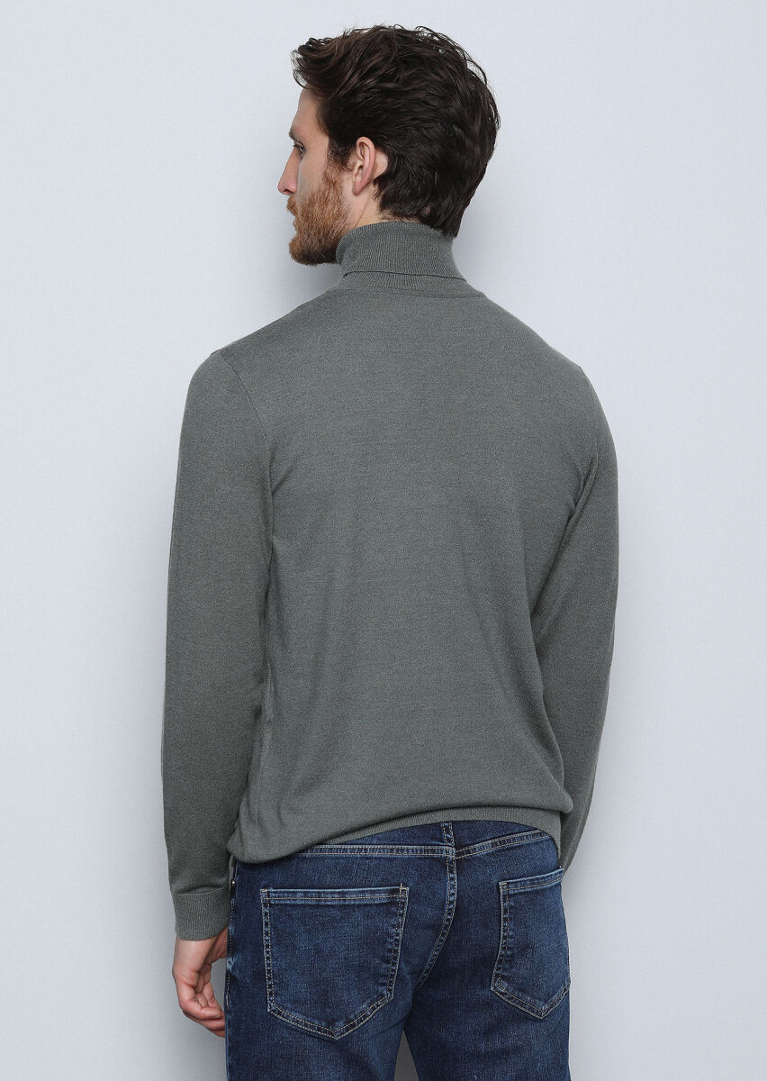 Khaki Knitwear Sweatshirt - 5