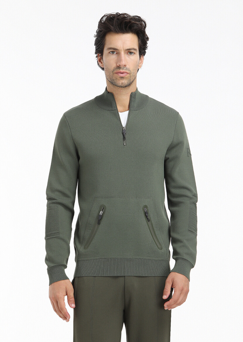 Khaki Knitwear Sweatshirt - 2