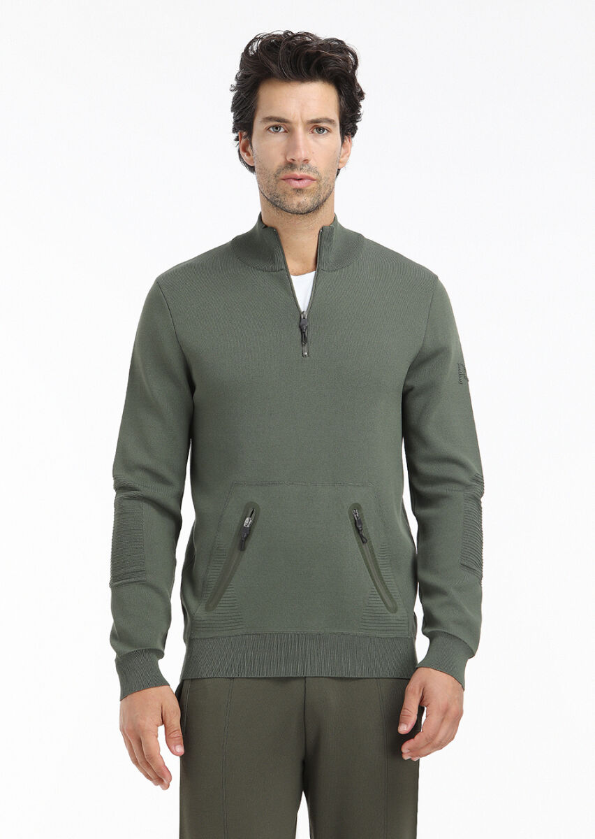 Khaki Knitwear Sweatshirt - 2