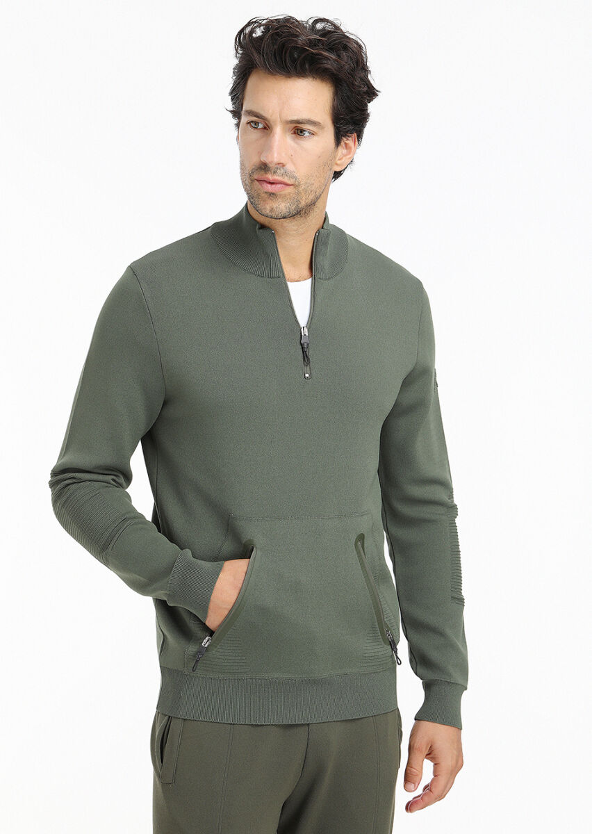 Khaki Knitwear Sweatshirt - 3