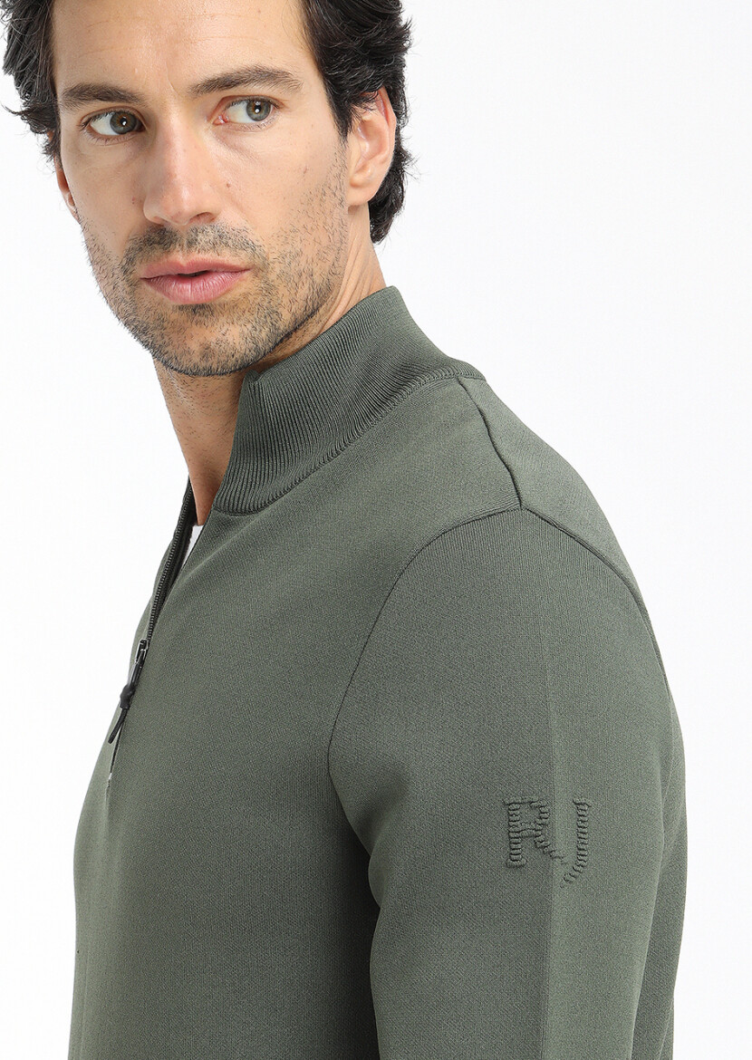 Khaki Knitwear Sweatshirt - 4