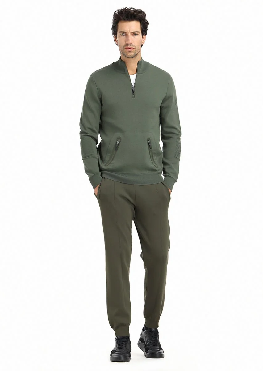 Khaki Knitwear Sweatshirt - 1