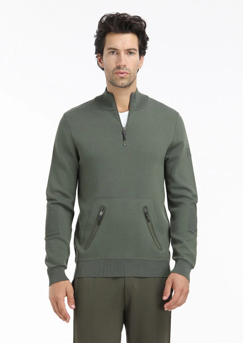 Khaki Knitwear Sweatshirt - 2