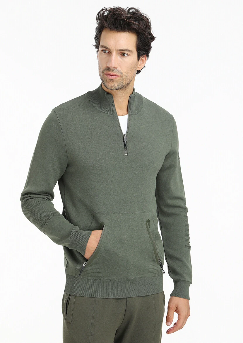 Khaki Knitwear Sweatshirt - 3
