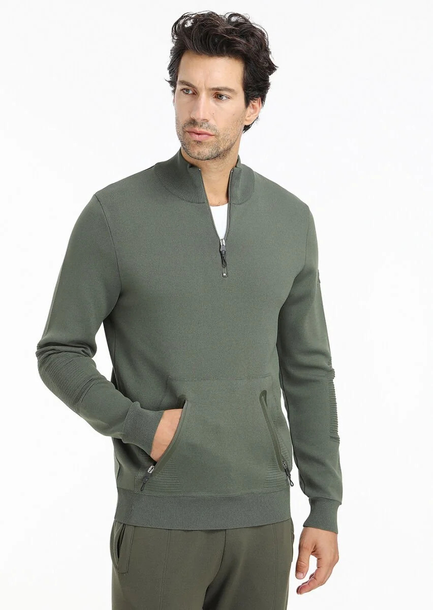 Khaki Knitwear Sweatshirt - 3