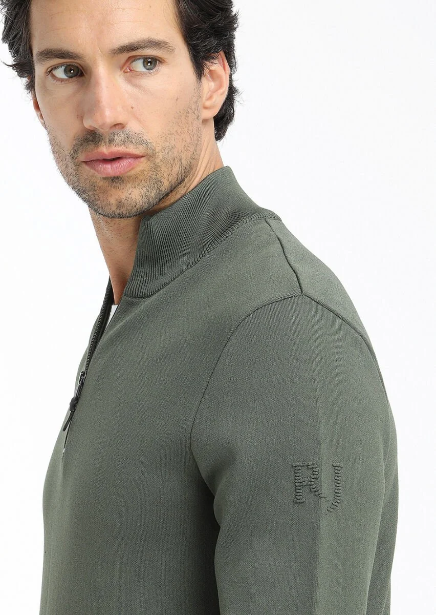 Khaki Knitwear Sweatshirt - 4