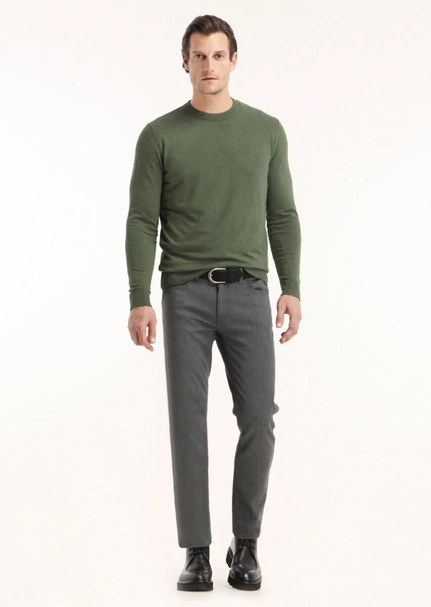 Khaki Knitwear Sweatshirt - 1