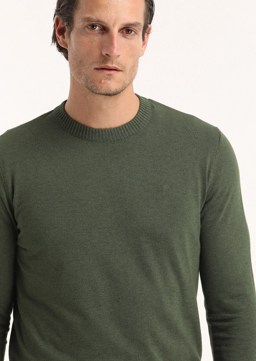 Khaki Knitwear Sweatshirt - 4